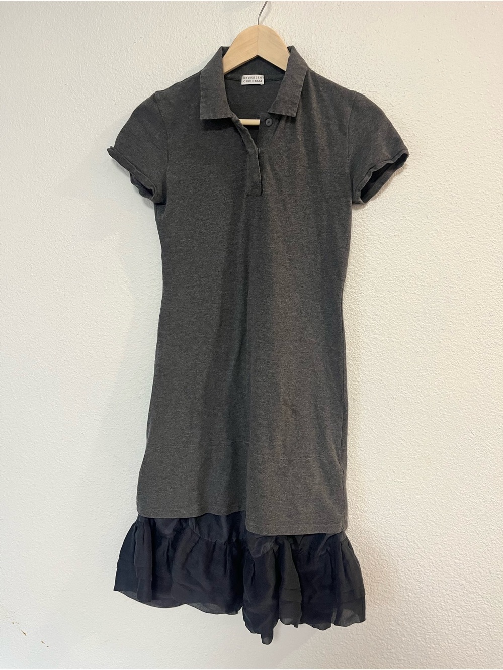 Brunello Cucinelli Charcoal Polo Dress with silk quiet luxury old money